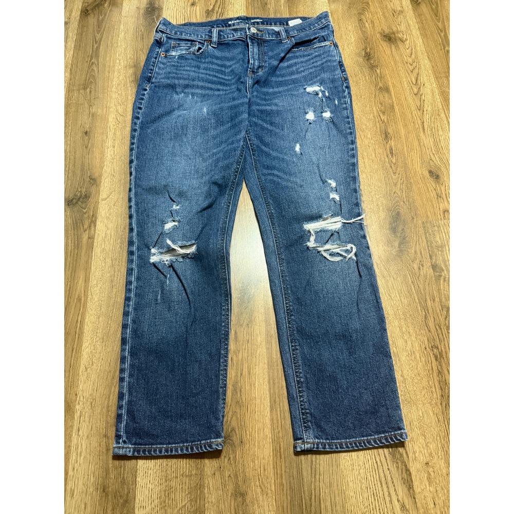 Old Navy Jeans Women Size 8 Blue Denim Jeans Distressed Mid-Rise Boyfriend